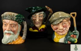 A Small Collection of Royal Doulton Large Character Jugs, Three in total. 1) Robinson Crusoe D 6532.