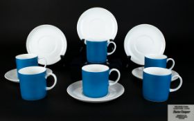 Susie Cooper Wedgwood Six Demitasse Coffee Cans Bone china espresso cups and matching saucers in