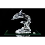 Swarovski - Silver Crystal Figurine Dolphin - Fish on a Wave, South Sea Series. Num 7644 NR 000 001.
