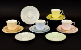Old Royal Bone China Set of Pastel Coloured Cup & Saucer Sets 4 in total to include, peach, pink,