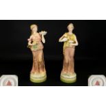 Royal Dux Bohemia Fine Quality Pair of Impressive Hand Painted Porcelain Figurines. c.1900.