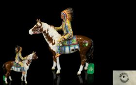 Beswick - Early Mounted Horseback Figure ' Canadian Mounted Indian ' Model No 1391,