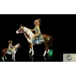 Beswick - Early Mounted Horseback Figure ' Canadian Mounted Indian ' Model No 1391,