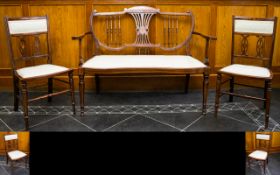 Edwardian Mahogany Inlaid Salon Two Seater Sofa Shaped form,