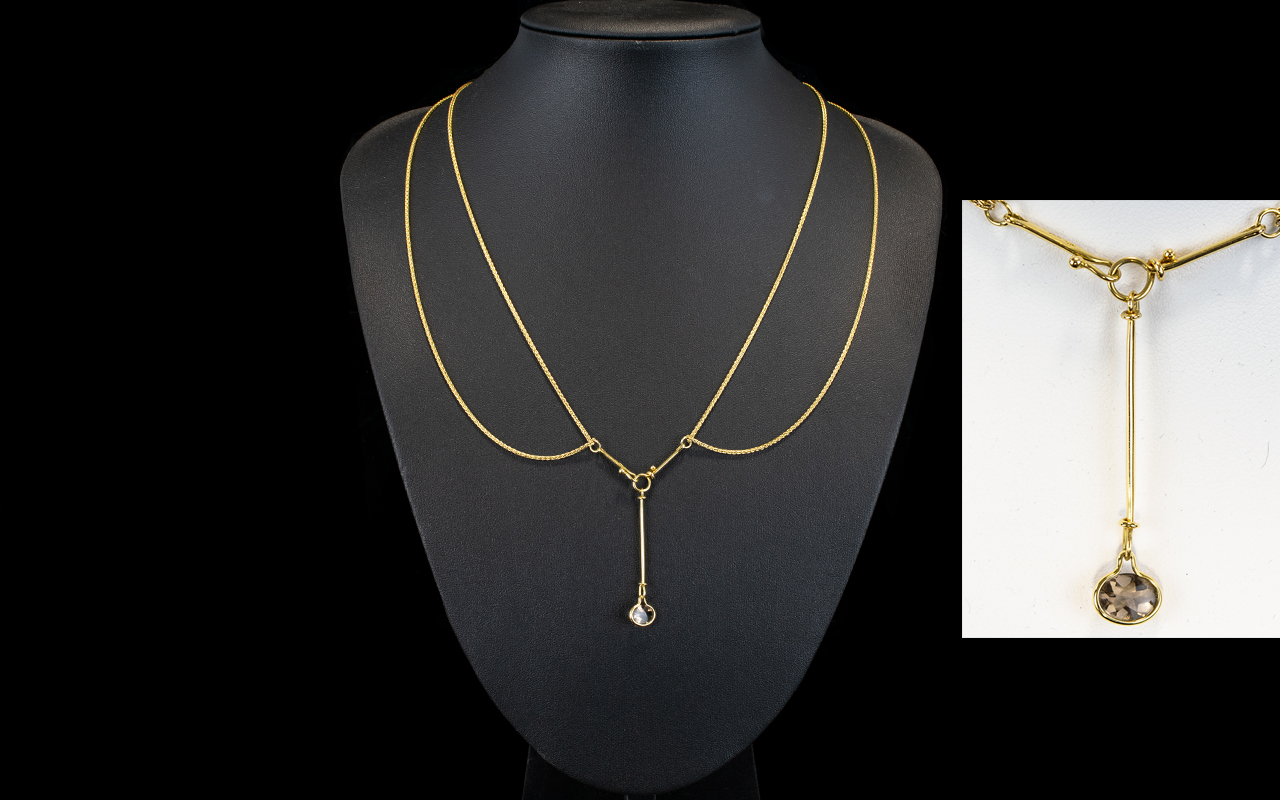 George Jensen Stunning Designed 18ct Gold Necklace / Pendant Drop,