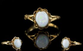 Vintage 9ct Gold Single Stone Opal Set Dress Ring. Fully hallmarked. Est Opal weight 1.50cts.