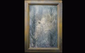 A Large Decorative Print On Board Framed print depicting an ethereal maiden with billowing gauze