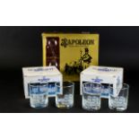 Glasses - 2 Boxed Sets Of 4 Yacht Engraved Tumblers, 1Box Of 6 ''Napolian'' Brandy Glasses.