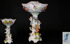German Dresden Late 19th Century Handpainted And Impressive Porcelain Figural Centrepiece/Bowl