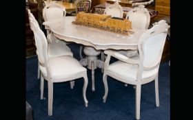 Italian Made French Style Painted Dining Suite Shabby chic dining suite comprising shaped oval table