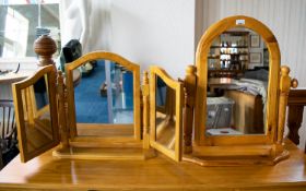 Two Pine Framed Dressing Table Mirrors Table top vanity mirrors of plain form. Good condition