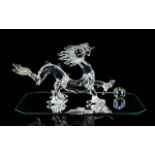 Swarovski Crystal Figure ' Fables and Tales ' Grouping Dragon and The Pearl of Wisdom with Stand.