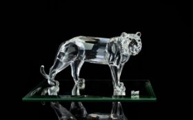 Swarovski Silver Crystal Figure ' Tiger ' Endangered Species. No 7610 000 003.