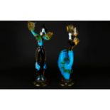 Murano- 1960's- G Toffolo Very Impressive And Top Quality Tall Pair Of Glass Flamenco Dancers/