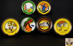 Clarice Cliff Wedgewood Ltd and Numbered Cabinet Plates ( 6 ) Six In Total.