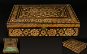 Anglo Indian 19th Century Hand Made Inlaid Marquetry Lidded Box. With Mother Of Pearl highlights.