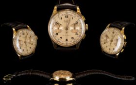 Titus - Geneve 18ct Gold Chronograph Mechanical Wrist Watch. c.1950's. Mark 18k 0.