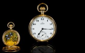 Omega - Gents 10ct Composition Gold Plated Open Faced Pocket Watch. Serial Num 8273792.