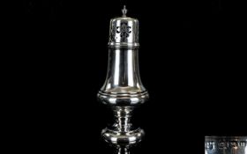 Silver Sugar Castor, Of Plain Form, Fully Hallmarked, Birmingham u 1919, Height 7 Inches,