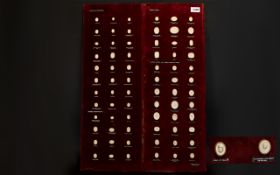 A Specimen Set of Plaster Cameos individually catalogued on red velvet, Approx 72 in total,