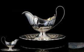 Antique Period - Silver Plated German - Large and Well Made Sauce Boat and Stand.