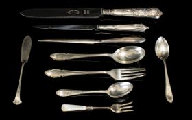 A Small Collection of Vintage and Antique Silver Hallmarked Flatware etc ( 9 ) Nine Items In Total.