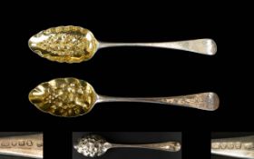 William IV Matched Pair Of Quality Silver Berry Spoons With Gilt Bowls Hallmarked for London 1834,