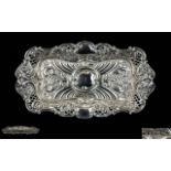 Victorian Period Fine Quality Embossed Silver Pin Tray Of shaped form with open worked trellis and