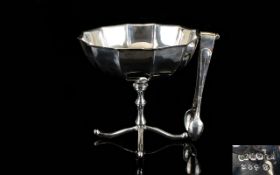 Victorian Period - Fine Quality Silver Plated Pedestal Sugar Bowl with Pair of Sugar Nips,