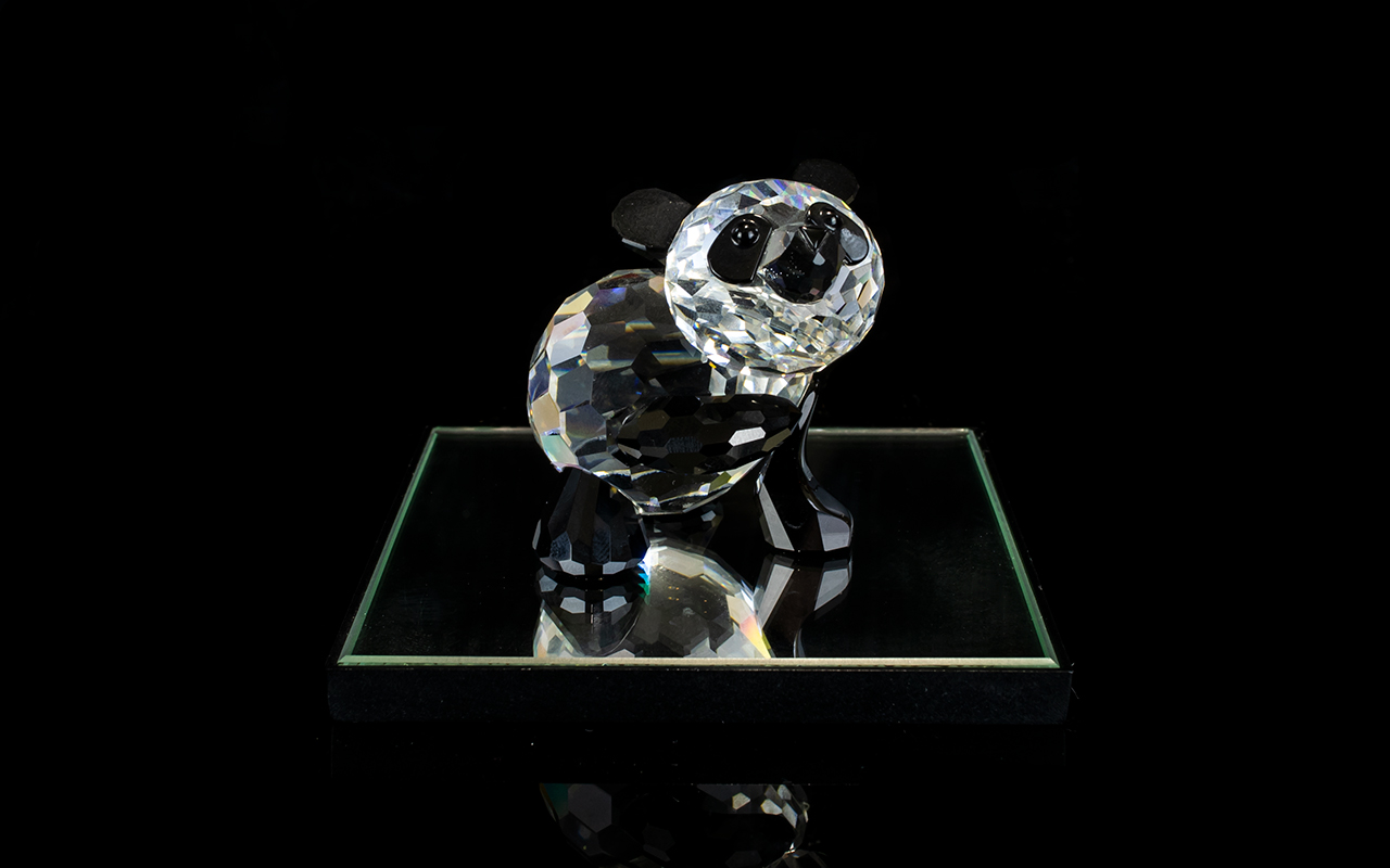 Swarovski Crystal Figure ' Panda Mother ' Endangered Species. Designer Adi Stocker. No 7611 000 001.