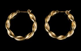 Ladies 9ct Gold Pair of Hoop Earrings. Fully Hallmarked for 9ct Gold. As New Condition.