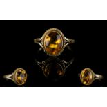 Vintage 9ct Gold Single Stone Faceted Topaz Set Dress Ring from the 1970's.