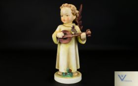 Hummel Goebel - Hand Painted Festival Harmony Large Angel Figure with Mandolin and Small Bird.