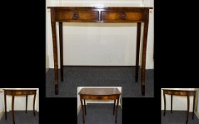 Mahogany Side Table Of shaped Form with two frieze drawers, sabre shape front legs. Height, 30.