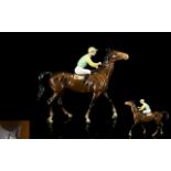 Beswick Jockey and Racehorse Figure ' Racehorse and Jockey ' Colour way No 2. Model No 1037.