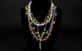 A Collection Of Vintage Glass Crystal Necklaces Five in total, each in very good condition. To