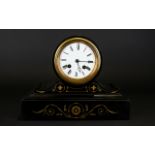 Japy Freres - Paris Nice Quality Black Marble 8 Day Mantel Clock.