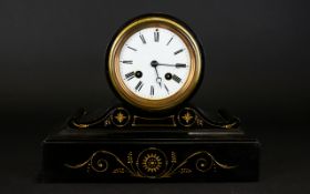 Japy Freres - Paris Nice Quality Black Marble 8 Day Mantel Clock.