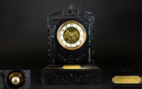 Jappy Freres 19th Century Nice Quality And Impressive Black Marble 8 Day Mantel Clock.
