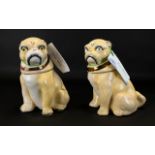 A Late 19th Century Quality Ceramic Pair Of German Pug Dog Figurative Jars Comprising removable