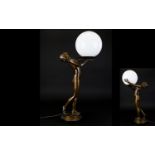 A Bronze Art Deco Period Table Lamp In The Form of A Female Nude Wonderfully cast nude female