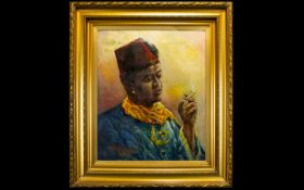 Blackpool Entertainment Interest Original Oil On Canvas 'Portrait Of Bambara' By W H Leathwood