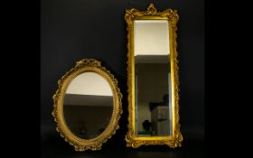 Reproduction Queen Anne Style Gilt Frame Oval Mirror.