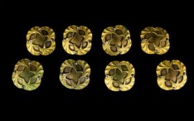 Antique Art Nouveau Buttons A set of eight highly stylised brass buttons circa 1890,