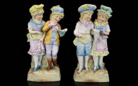 Heubach Style Quality Pair of Bisque Figures From Around 1900.