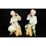 Very Fine Pair of Large German Late 19th Century Bisque Figurines.