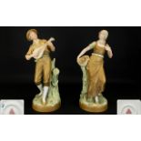 Royal Dux Bohemia Late 19th Century Fine Quality Pair of Tall and Impressive Hand Painted Porcelain