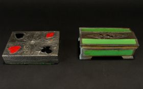 Two Early 20th Century Pewter Cigar/Trinket Boxes The first in late Arts And Crafts style;