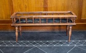 Wooden Plant Trough with spindle gallery, turned supports and inset with metal tray.