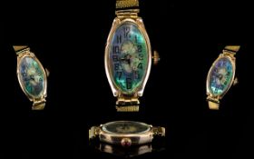 Ladies 9ct Gold 1930's Mechanical Wrist Watch. The watch case and bracelet marked 375- 9ct Gold.